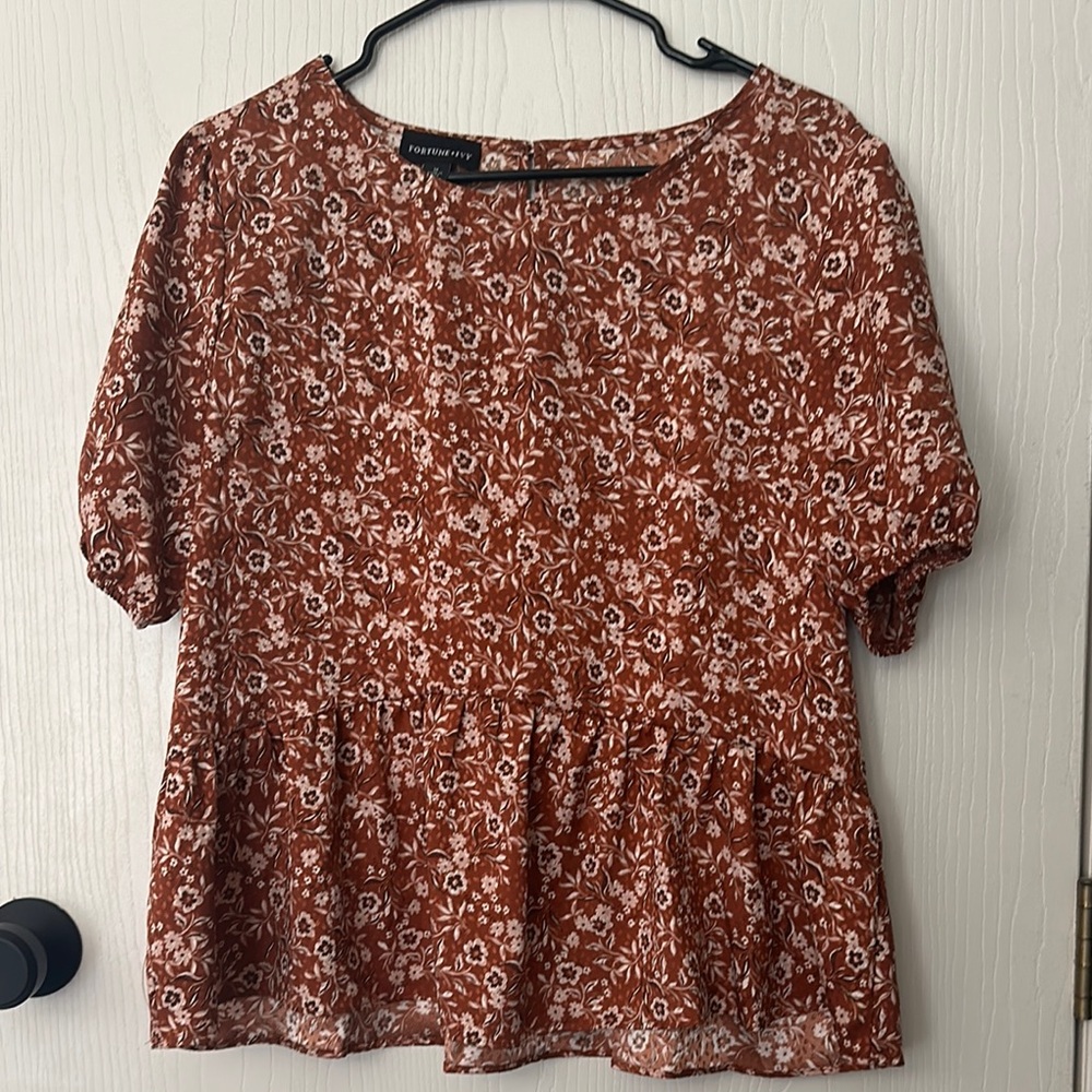 Floral Rust Top by Fortune + Ivy